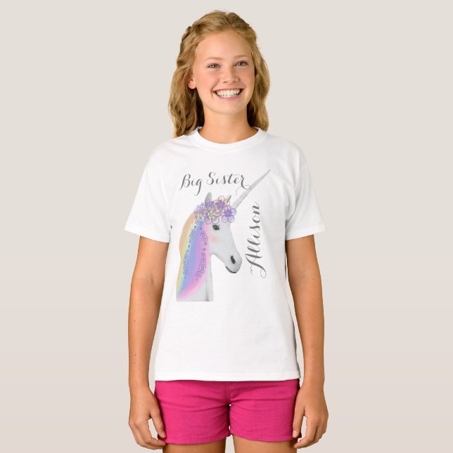 Camiseta Gran Hermana Unicornio Personalizada (Anverso completo)