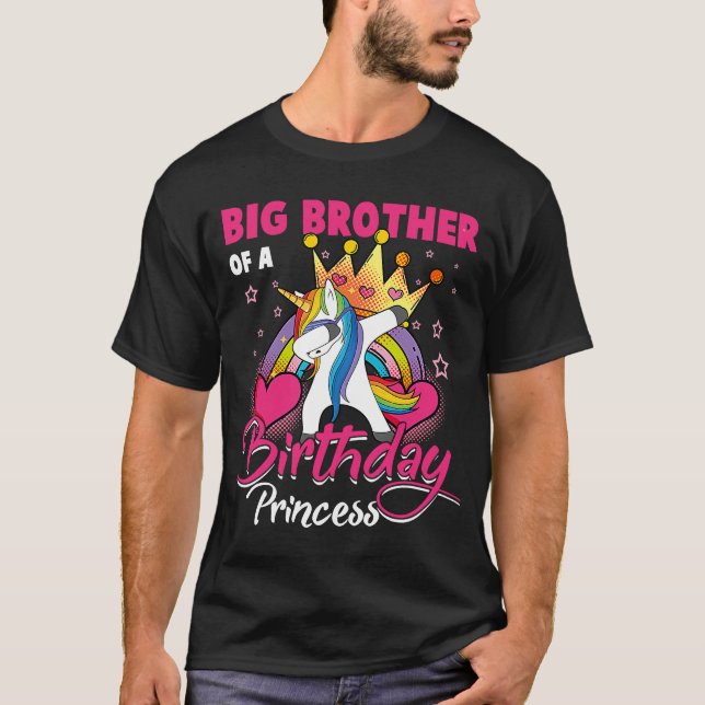 Camiseta Gran Hermano De La Princesa De Cumpleaños Unicorn  (Anverso)