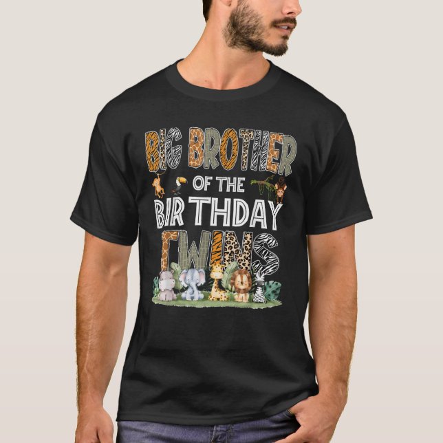 Camiseta Gran Hermano De Los Gemelos De Cumpleaños Safari W (Anverso)