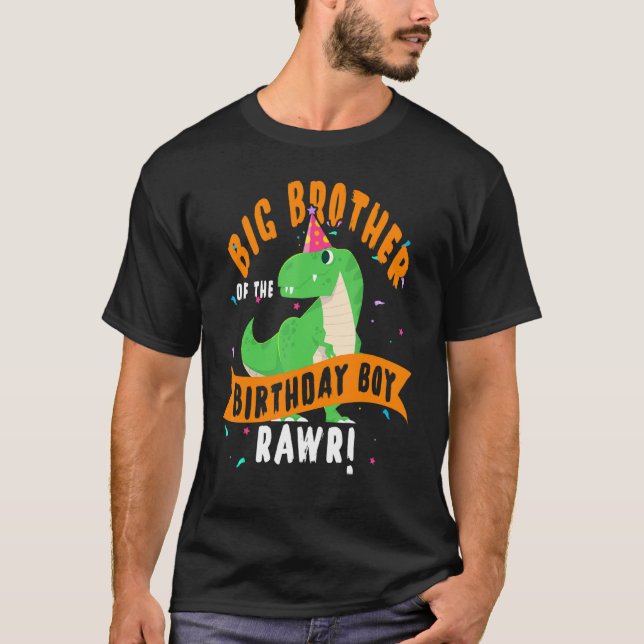 Camiseta Gran Hermano Del Niño De Cumpleaños Dinosaur Cute (Anverso)