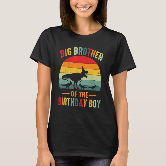 Camiseta Gran Hermano Del Niño De Cumpleaños Dinosaur Vinta (Anverso)