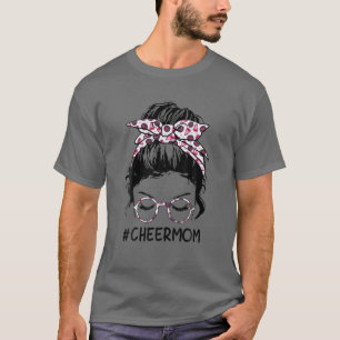 Camiseta Gran Hermosa Mamá Leopard Messy Bun CheerLeader Mo
