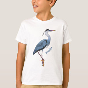 Camiseta Gran ilustracion personalizado de garza azul 