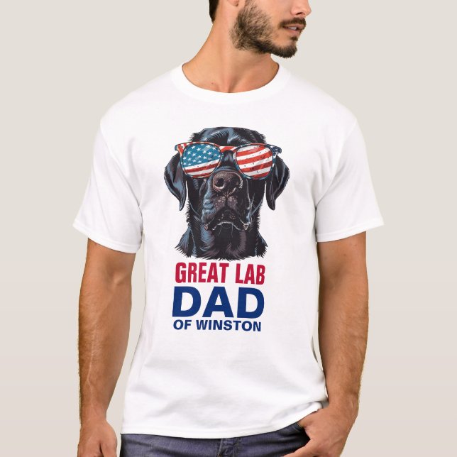 Camiseta Gran Labrador Papá Bandera Americana 4 de Julio (Anverso)