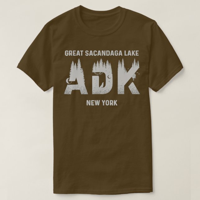 Camiseta Gran Lago de Sacandaga Montañas Adirondack Nueva Y (Diseño del anverso)