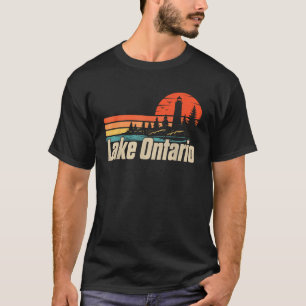 Camiseta Gran Lago Ontario Atardecer Retro Souvenir Natural