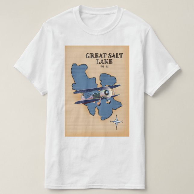 Camiseta Gran Lago Salado Utah mapa estilo vintage (Diseño del anverso)