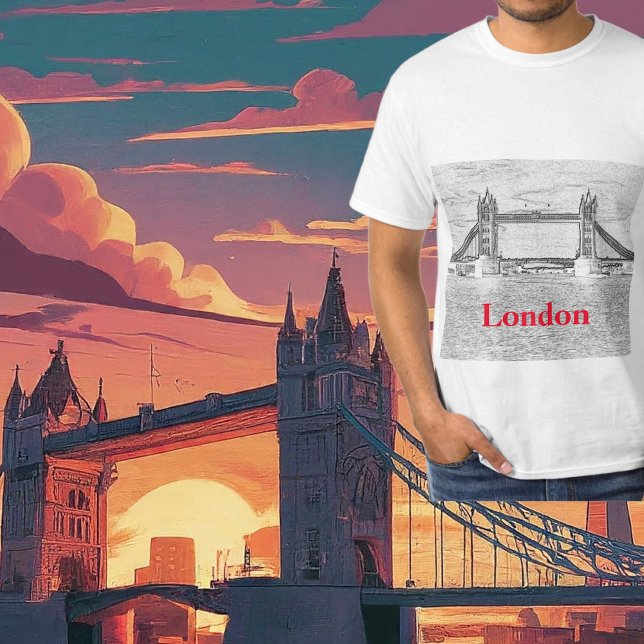Camiseta Gran Londres Tower Bridge British Heritage Artísti (Front with Background)