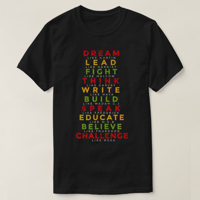 Camiseta Gran mes de historia negra de líderes afroamerican (Diseño del anverso)