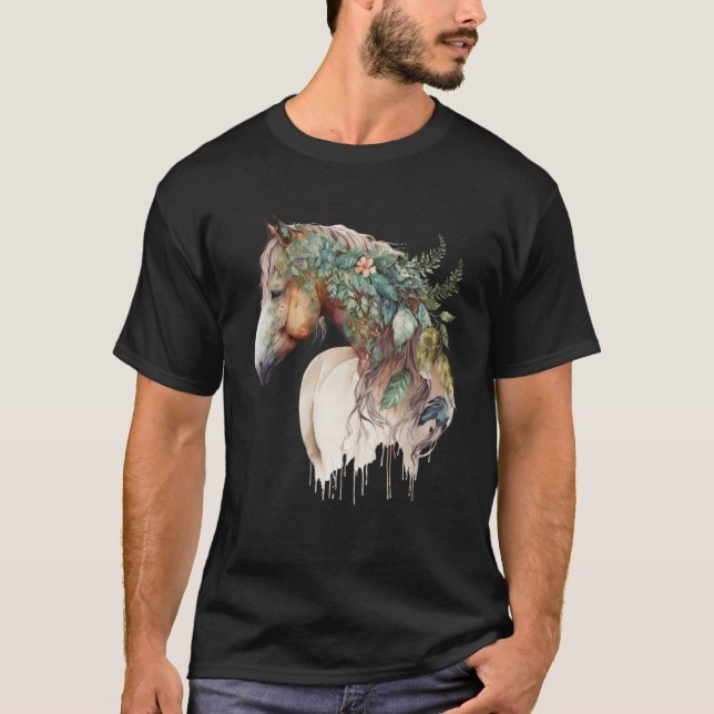 Camiseta Gran naturaleza orgánica colorido Boho Caballo Boh (Anverso)