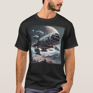 Camiseta Gran Nave Espacial Sobre Un Planeta De Arena Monta