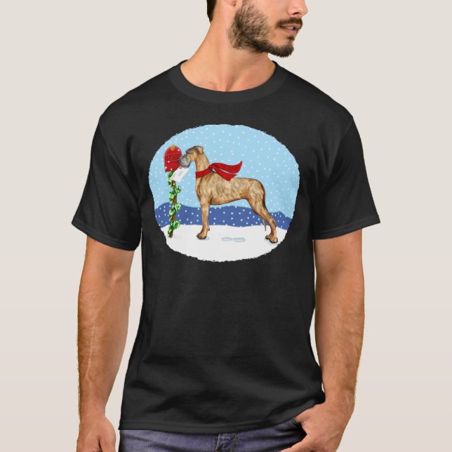 Camiseta Gran Navidad de daneses Mail Brindle UC (Anverso)
