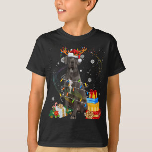 Camiseta Gran Navidad de renos daneses ilumina a perro grac