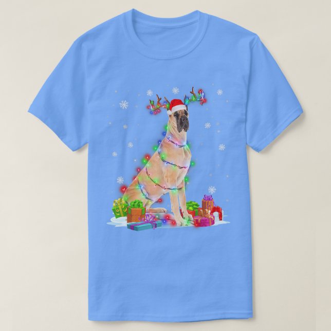 Camiseta Gran Navidad de renos daneses ilumina a perro grac (Diseño del anverso)