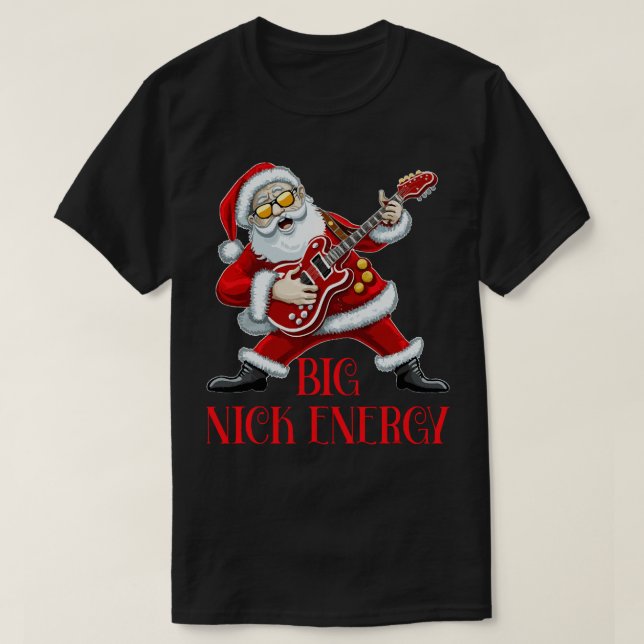 Camiseta Gran Nick Energy Navidades divertidos Santa Guitar (Diseño del anverso)