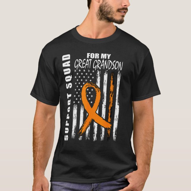 Camiseta Gran nieto Leukemia Conciencia de la bandera de EE (Anverso)