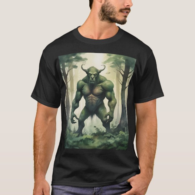 Camiseta gran ogro verde en el bosque, personaje monstruo (Anverso)