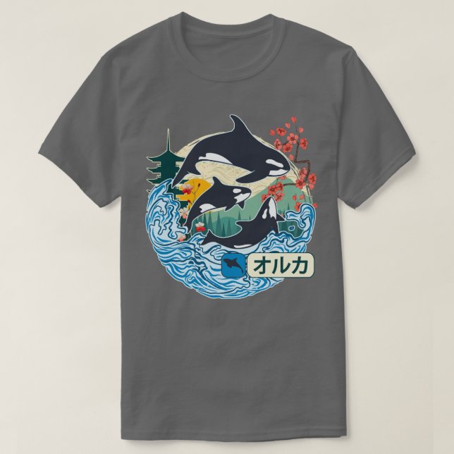 Camiseta Gran ola de ballena orca japonesa Kanagawa Japón V (Diseño del anverso)