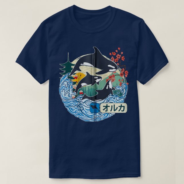 Camiseta Gran ola de ballena orca japonesa Kanagawa Japón V (Diseño del anverso)