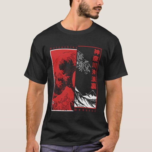 Camiseta Gran ola de Hokusai contra la estética japonesa de (Anverso)