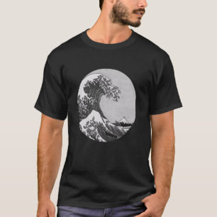 Camiseta Gran Ola de Kanagawa, Arte en Blanco y Negro