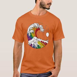Camiseta Gran Ola de Kanagawa Bandera arcoíris del Orgullo