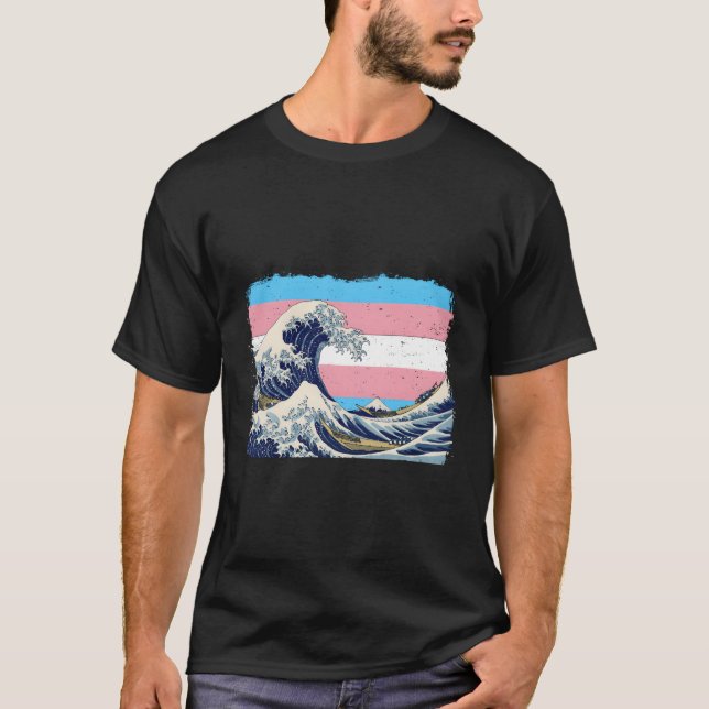 Camiseta Gran ola de la bandera transgénero del orgullo tra (Anverso)