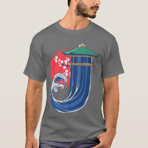 Camiseta Gran ola de letra kanagawa J perdida de cerezo jap