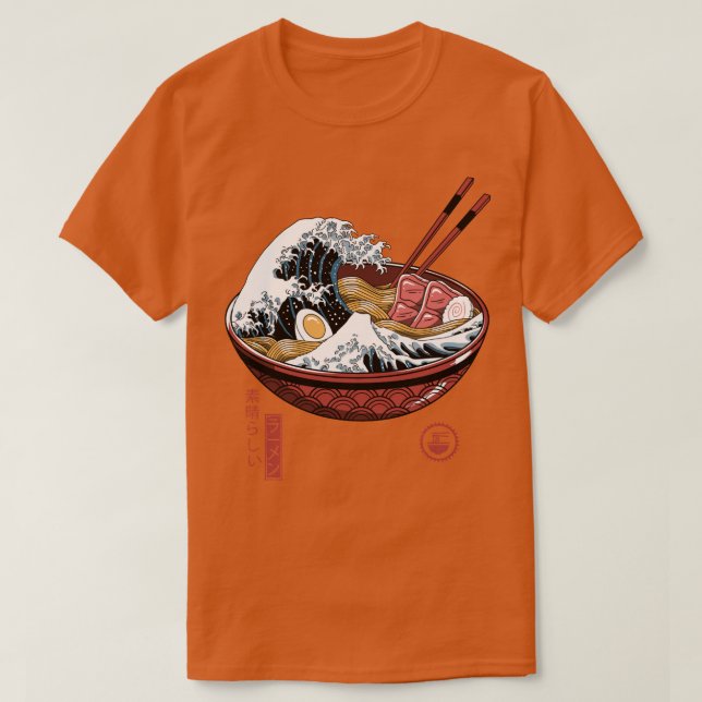 Camiseta Gran ola de Ramen blanco (Diseño del anverso)