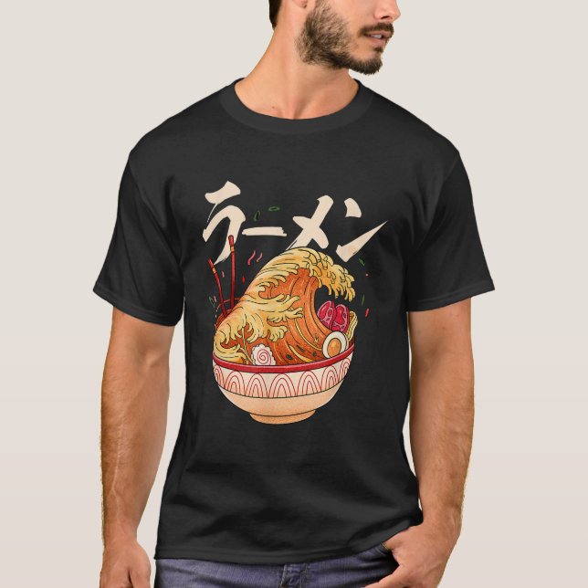 Camiseta Gran ola de Ramen de fideos japoneses Kanagawa Udo (Anverso)