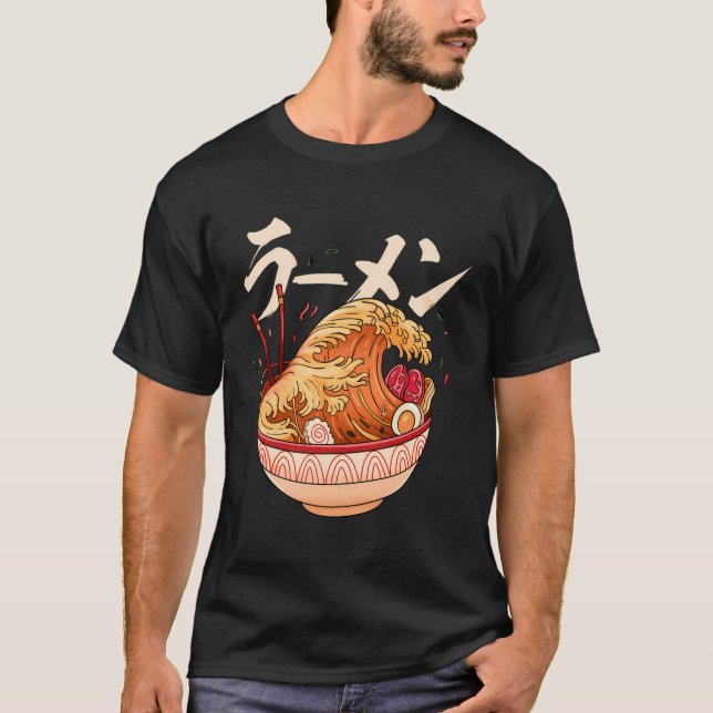 Camiseta Gran Ola De Ramen Japón Tsunami Noodle Soul Art (Anverso)