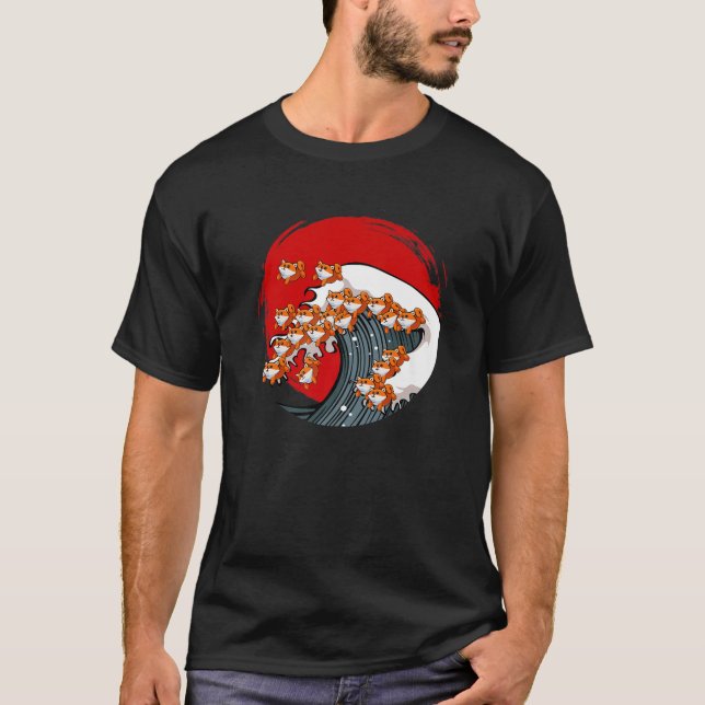 Camiseta Gran Ola De Shiba Inu Perro Japonés Akita Kanagaw (Anverso)