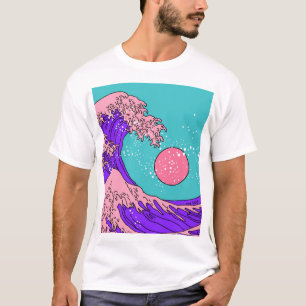 Camiseta Gran ola de vaporwave: arte oceánico estilizado