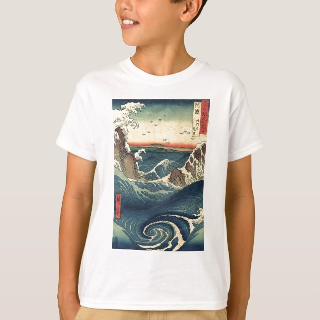 Camiseta gran ola del paisaje oceánico japonés Ukiyo-e (Anverso)