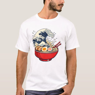 Camiseta Gran Ola frente a Kanagawa Ramen Japonés Vintage