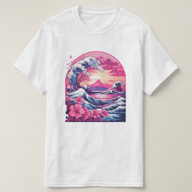 Camiseta Gran ola japonesa de ondas de vaporización sinthwa (Diseño del anverso)