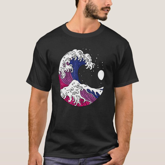 Camiseta Gran ola japonesa de orgullo bisexual LGBTQ Bander (Anverso)