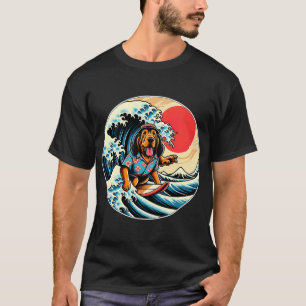 Camiseta Gran Ola Kanagawa perro Bloodhound Surfeando