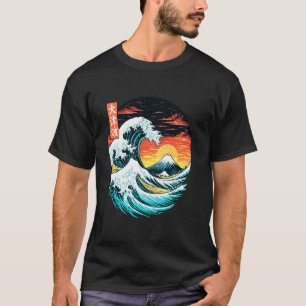 Camiseta Gran Ola Monte Fuji Puesta de Sol Arte Japonés Pai