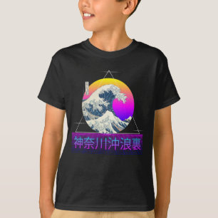 Camiseta Gran ola retro frente a la ola vaporawa de Kanagaw