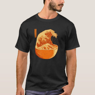 Camiseta Gran ola vintage frente al Naranja Kanagawa Monte