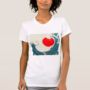 Camiseta GRAN OLA Y ROJO SOL Azul Blanco Náutico