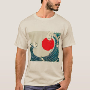 Camiseta GRAN OLA Y ROJO SOL Azul Blanco Náutico