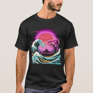 Camiseta Gran oleada de Vap estético Kanagawa Retro Glitch