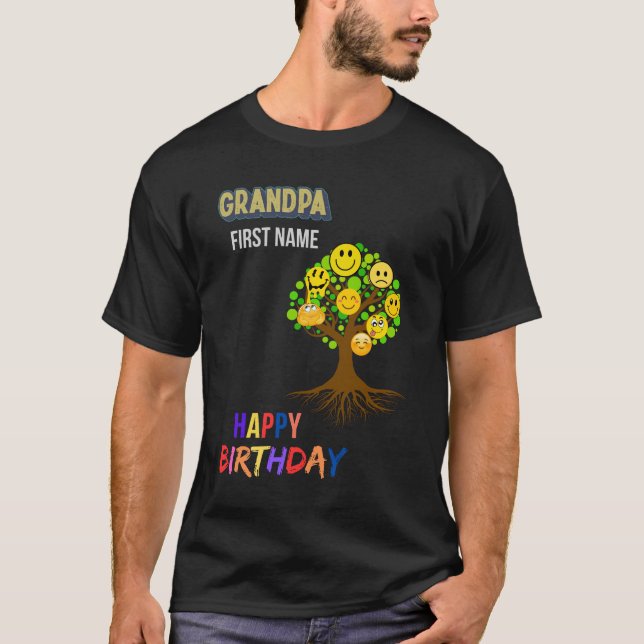 Camiseta Gran Padre Personalizado del árbol de la familia d (Anverso)