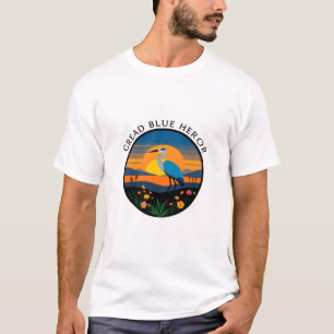 Camiseta Gran paisaje de flores silvestres de la garza azul