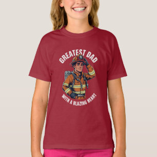 Camiseta Gran papá con un héroe de bomberos de corazón desl