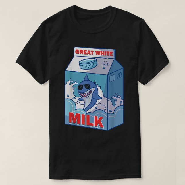 Camiseta Gran Paquete de Carton de Leche de Tiburón Blanco  (Diseño del anverso)