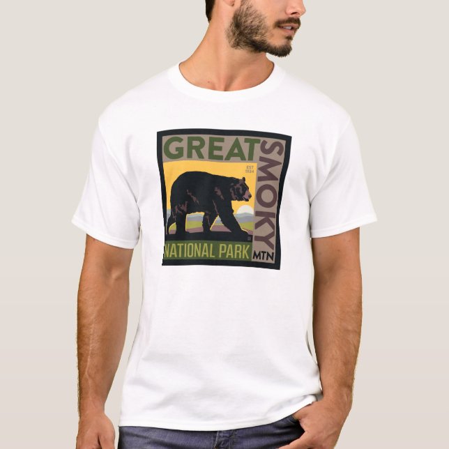 Camiseta Gran Parque Nacional de la Montaña Smoky| Oso (Anverso)