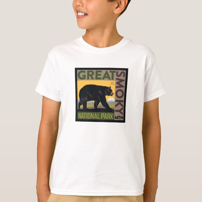 Camiseta Gran Parque Nacional de la Montaña Smoky| Oso (Anverso)